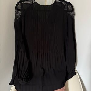 Adrianna Papell Black Lace Detail Blouse
